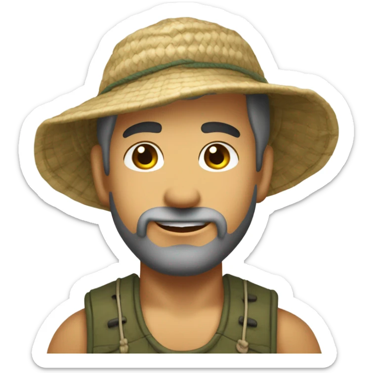 Caucasian fisherman no beard or mustache in love with Philippine island girl on an island sticker