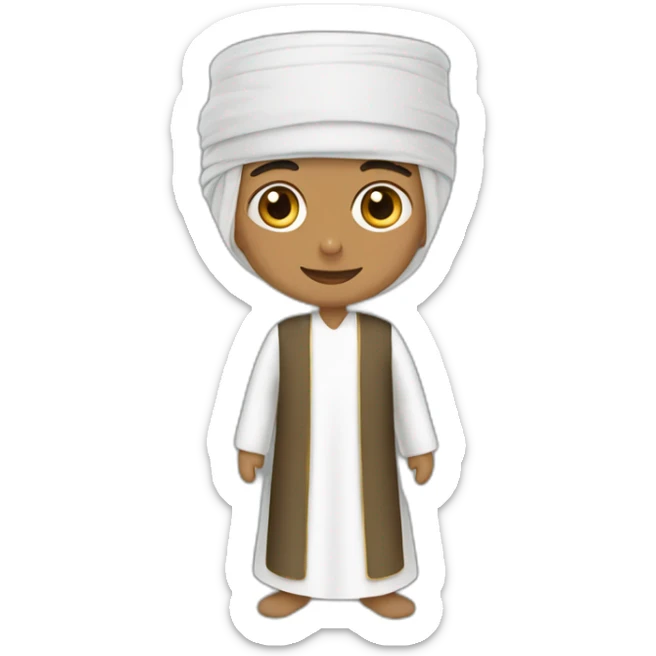 individual in Omani cultural dress, emphasizing the significance of the thobe and cap in the image sticker