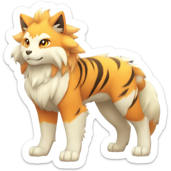 Colorful Shiny Kawaii Cute Tiger-Arcanine—Vulpix-Fakémon-Pokémon full body sticker