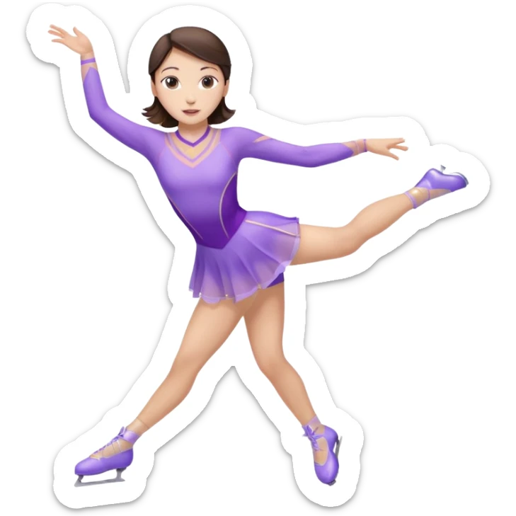 Female brunette figure skater pastel wearing purple outfit spinning  sticker