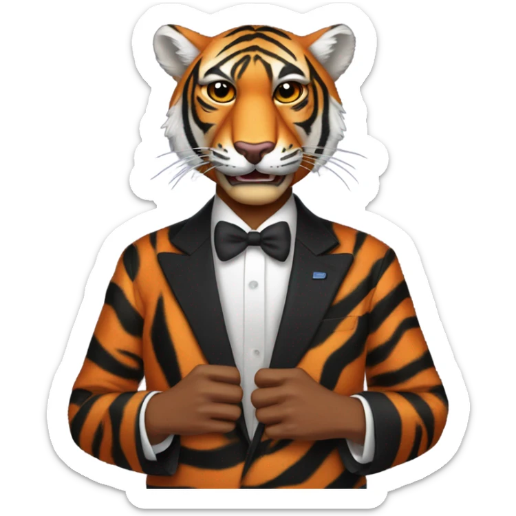 US president Barack Obama, who is a man, dressed up as a tiger for Halloween, but it is still Obama the president and it looks like Obama sticker