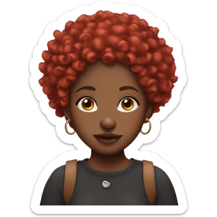 Black girl with red curly hair and nose piercings  sticker