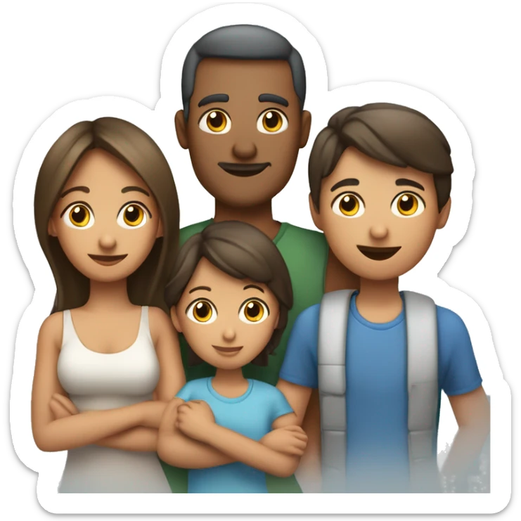 Familia de 5 personas papá y mama, 2 hijas adolescentes y una pequ sticker