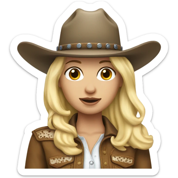 cowgirl that has white skin and blonde gate with appaloosa horse sticker