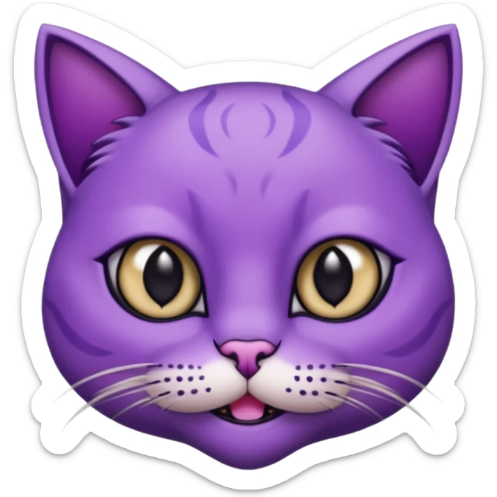 Scary purple cat fully black eye and with mouth a moon Nekless sticker