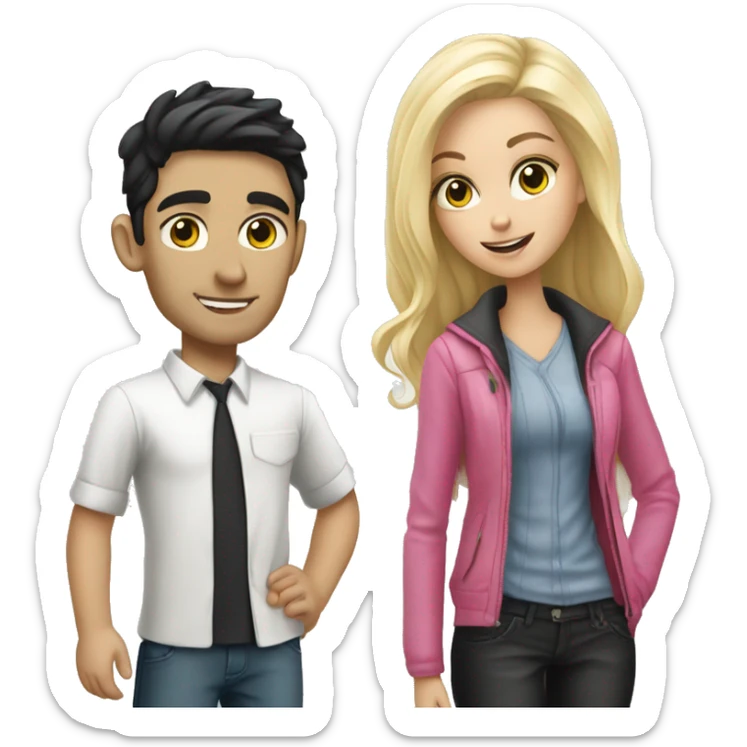 white boy with dark hair buying blonde girl pink brabus  sticker