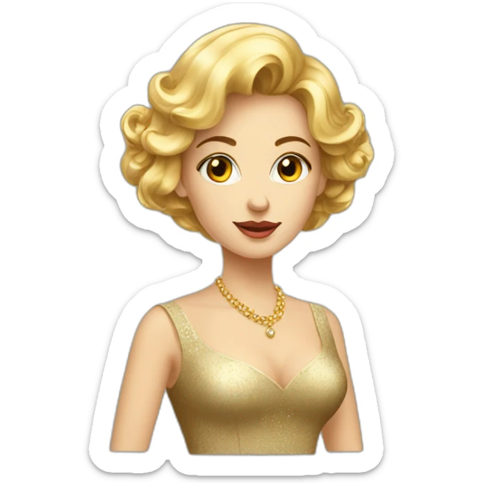 elegant lady dressed in a luxurious attire and her top written GOLDEN sticker