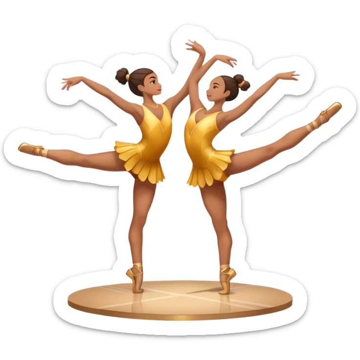 Icon for Sports Dance: a couple in competitive dance attire performing a synchronized dance with acrobatic lifts, dance shoes, rhythmic floor, and a competition backdrop. The icon should capture athleticism, technique, and precision in sports dance. Transparent background. sticker