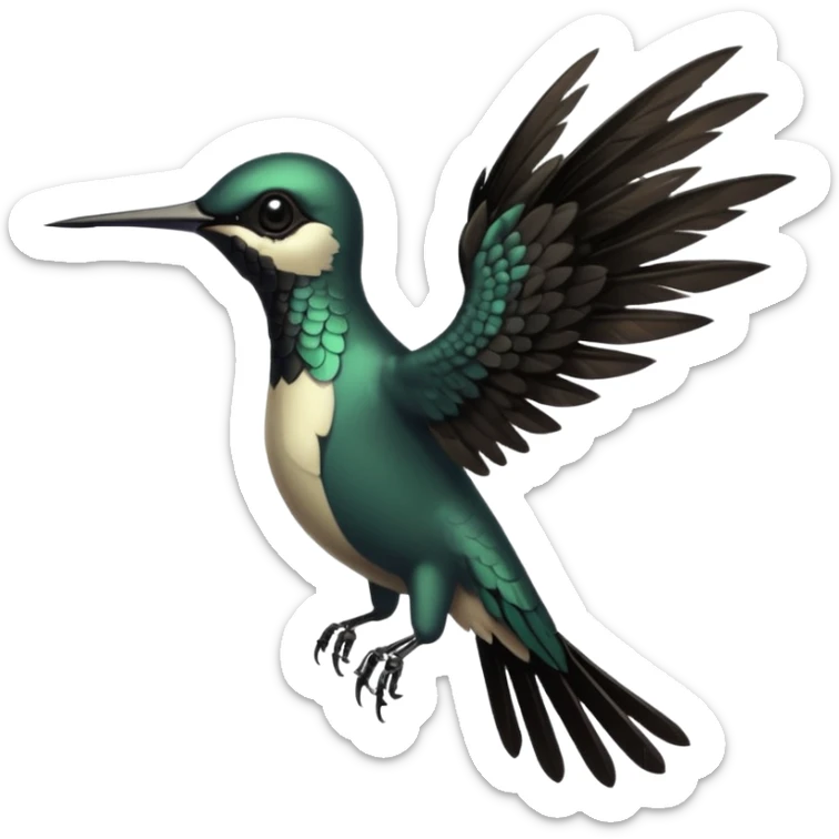 creppy demon like hummingbird with  creppy and very long wings   staring in your soul sticker