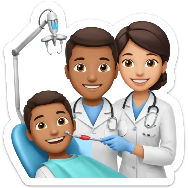 Young african-american man. Guy visiting dentist's office for prevention of the oral cavity. Man and famale doctor while checkup teeth. for Periodontics doctor emoji sticker