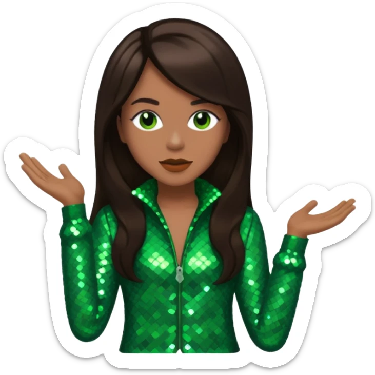 Sam Watters, R&B Singer (b. 1970) from Color Me Badd with long dark brown hair, green sequin outfit sticker