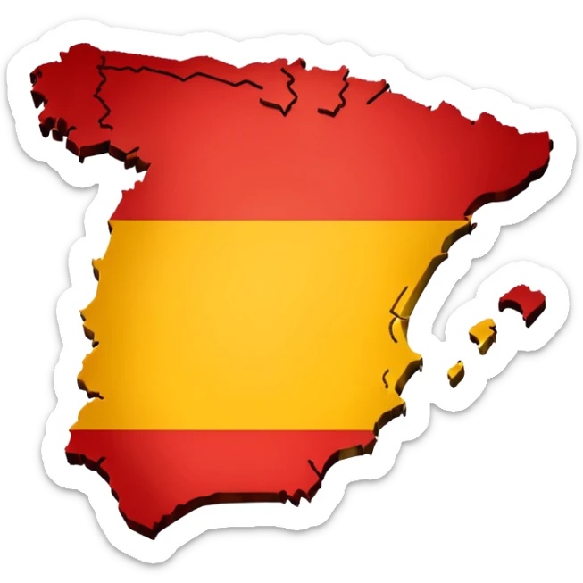 simple map of Spain (the country) in red and yellow emoji sticker