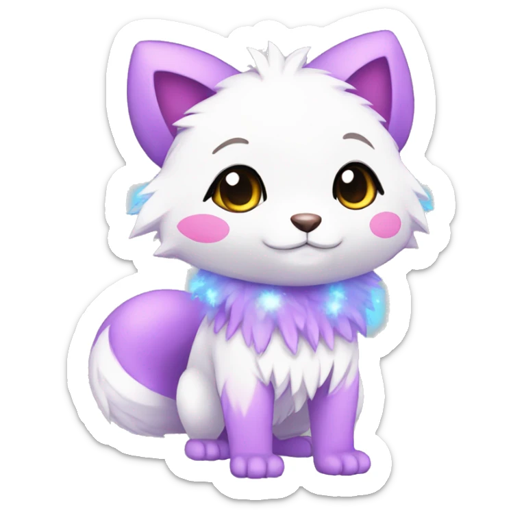 Cute Cool Kawaii Chibi Fur-Sona Pretty Shiny Colorful Sparkly Fakemon Full Body sticker