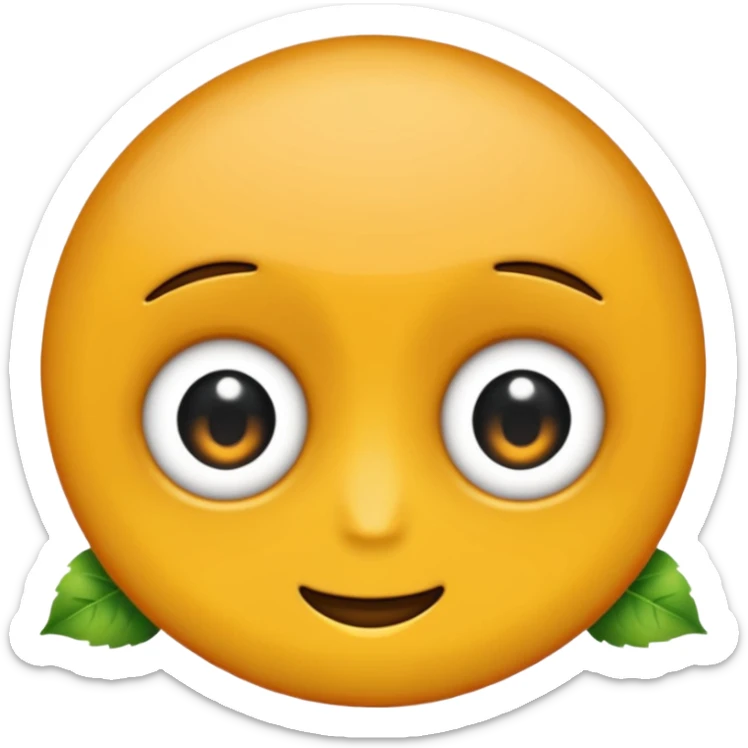 emoji, feuille d'érable couleur vermeille, deux yeux ronds noirs brillants sticker