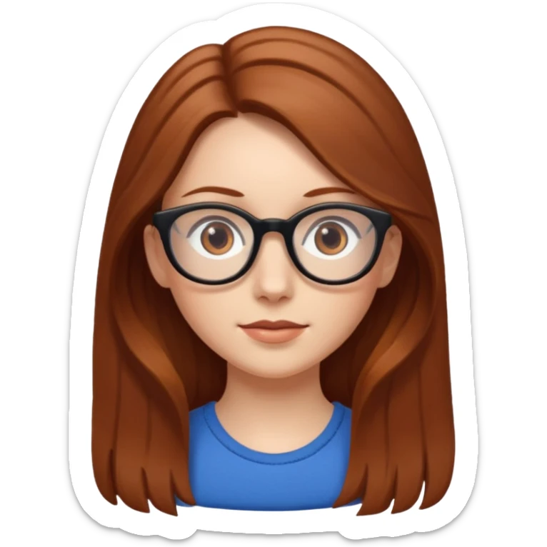 White girl with long chestnut hair and brown eye glasses  sticker