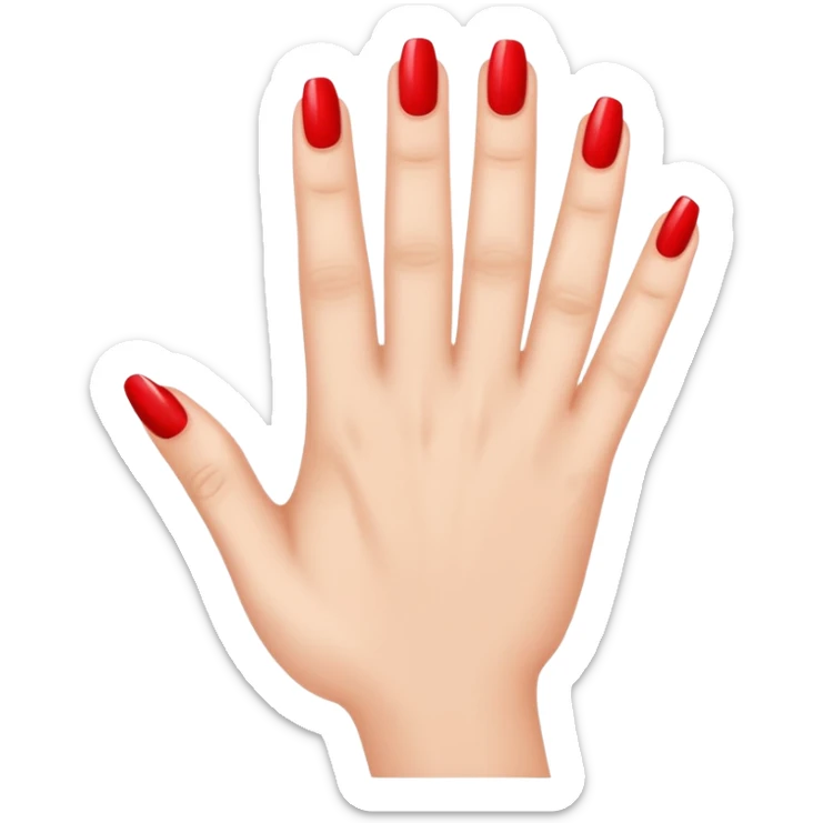 close-up of fingers with glossy bright red nail polish sticker