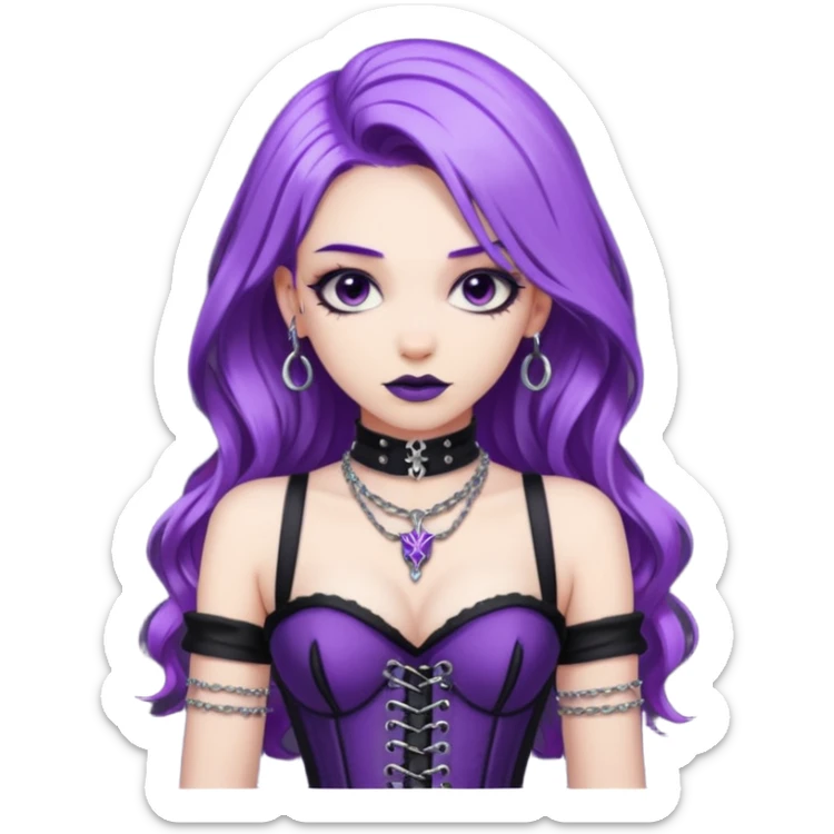 my nickname on the discord server is Little VIper, i have purple hair and an alt/goth style so like corsets and black with silver chains. i want a animated emoji with the text "'Lil Viper Mad" sticker