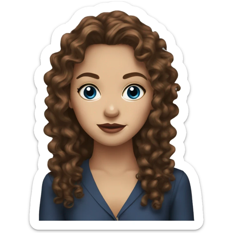 Portrait of Vanessa Gossip Girl brown curly hair blue eyes  sticker