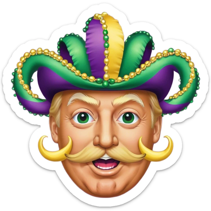 Gay Donald trump dancing at Mardi Gras with a large moustache  sticker