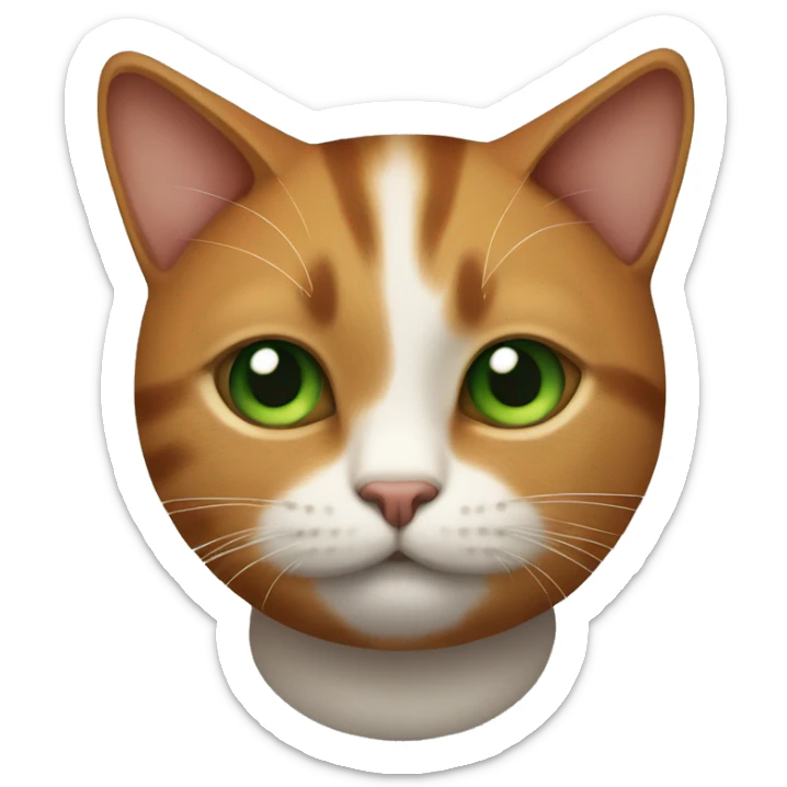 Cat with a Ginger brown and black colour with a green eyes. Fat body and small head sticker