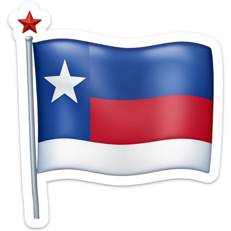 An emoji of the Texas state flag/ a mini American with one star and one white stripe and on red stripe sticker