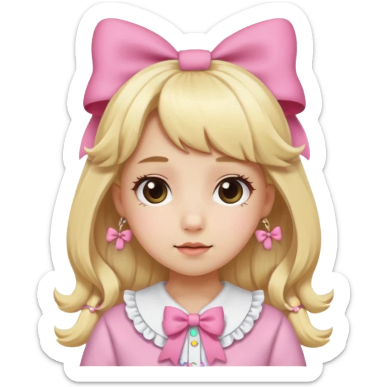 A girl dressed in kawaii clothes with lots of bows and she has blonde hair sticker