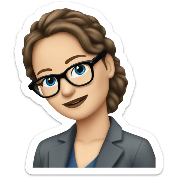 Photo of Brunette Jennifer Lawrence wearing black glasses and blue eyes talking on the phone  sticker