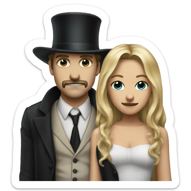Imagine of a couple where the guy is jack ripper and the girl has long blonde hair  sticker