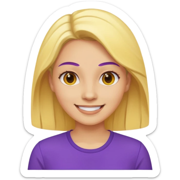 Yellow skin tone women in a purple shirt sticker