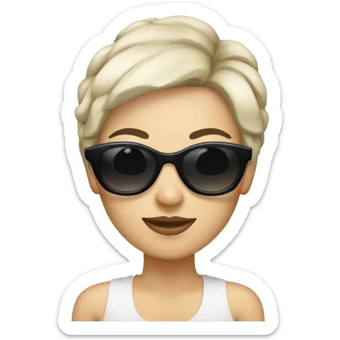 white woman with sun glasses, short black hair  sticker