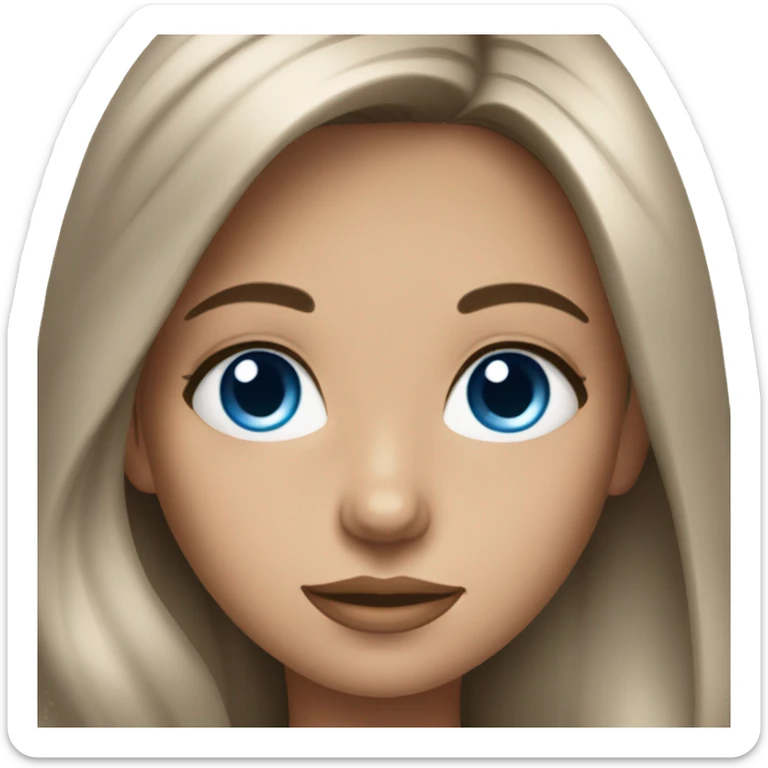 glamorous girl with long brown hair and blue eyes sticker