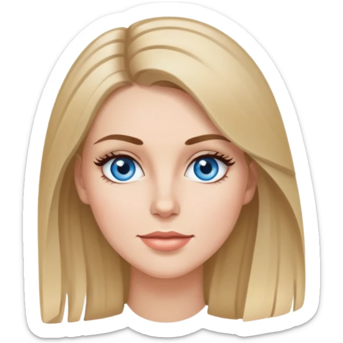 a white woman with brunette hair that has little blonde highlights and blue eyes with long eyelashes  sticker