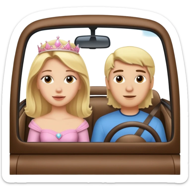 Blonde Passenger princess in car with boyfriend with brunette brown hair sticker