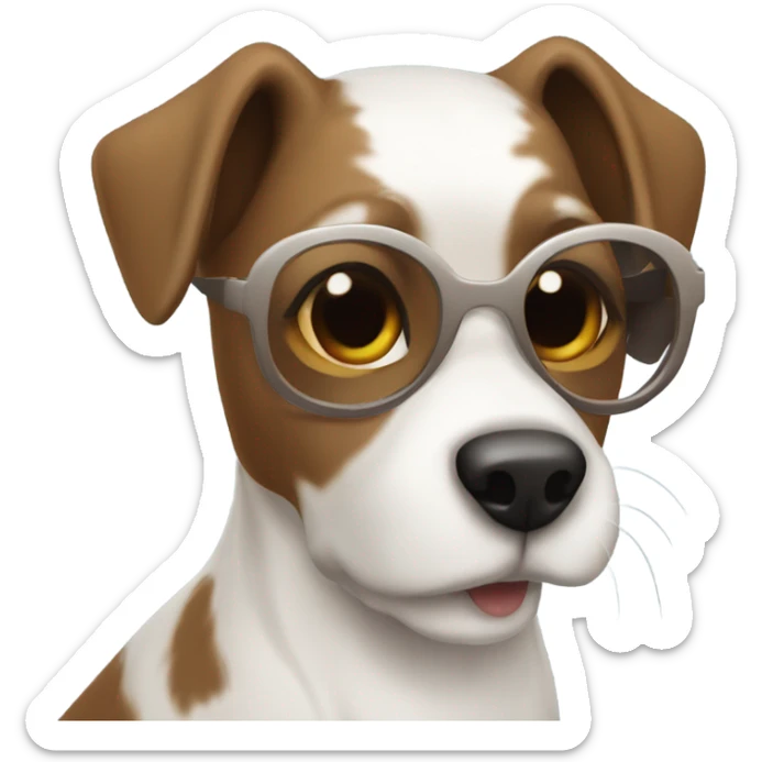 Braided Brown hair woman in sunglasses doing dog agility with smaller white dog sticker