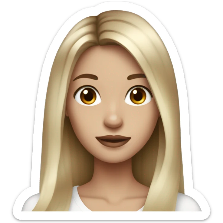 Girl with hair balayage blonde and brown. Skinny hair long skin white  sticker