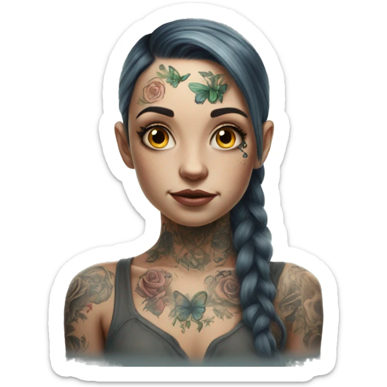 realistic portrait of tattooed girl fairy sticker