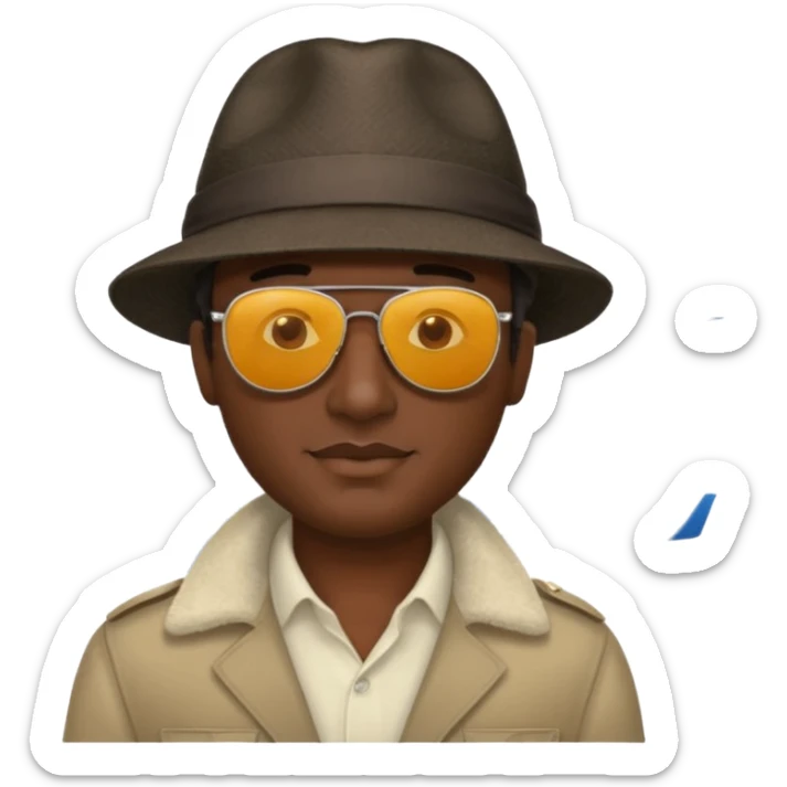 Visage homme créole réunionnais avec chapeau arrive avion sticker