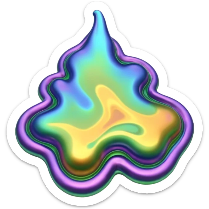 3D render of Oil Slick, toxic waste aesthetic, bubbling liquid, industrial warning texture. sticker