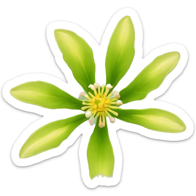 Ashwagandha flower with greenish-yellow petals and a central yellow stamens emojis sticker