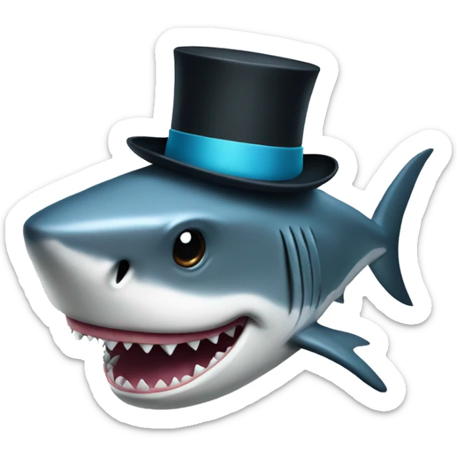 Shark with a top hat sticker
