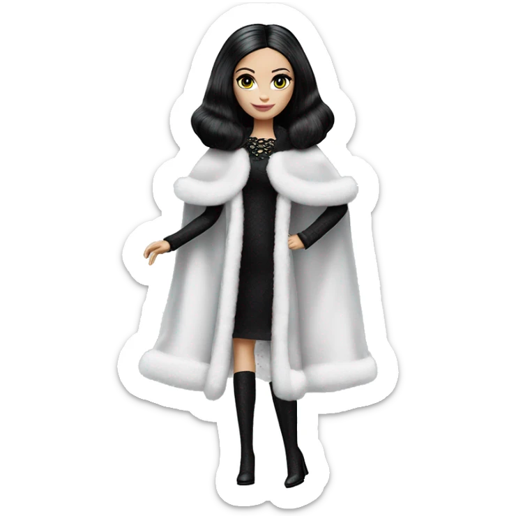 Fun ‘n Fur Barbie, teen Wednesday Addams, cape,veil,showing off, show full body,accessories coat gloves  sticker