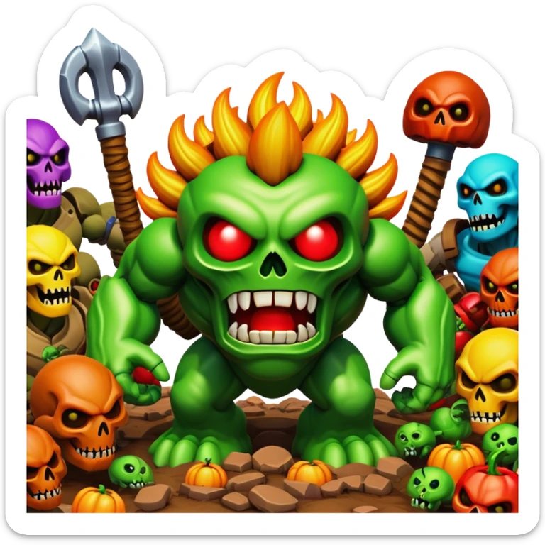 3D, cinematic ultra detailed 32k HD Doom srhoom in pvz 1 sticker