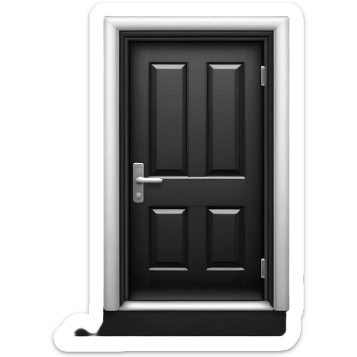 Minimalist emoji-style sticker of a closed door with a long shadow visible under the gap. Black and white, strong silhouette style.
 sticker