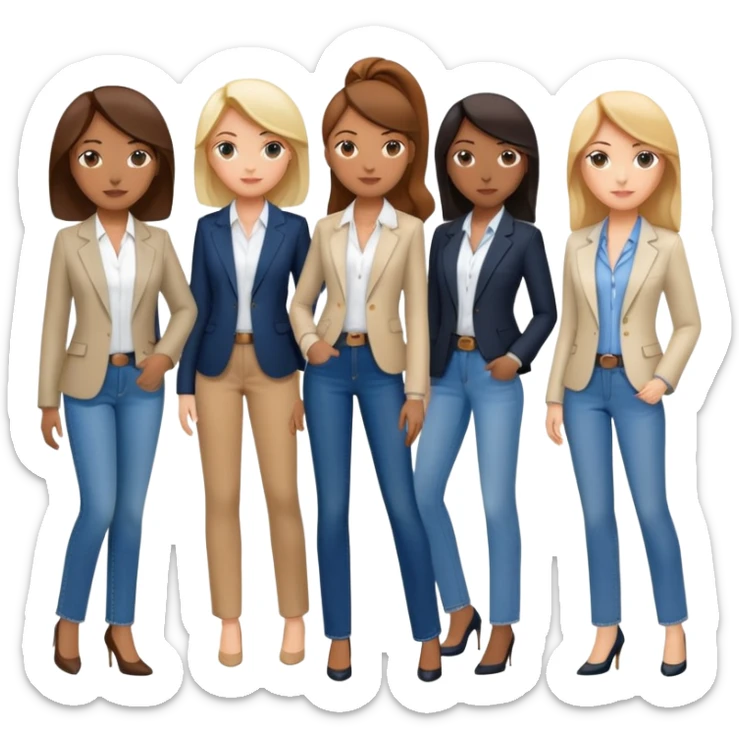 diverse group of businesswomen women wearing jeans, blouses and blazers. sticker
