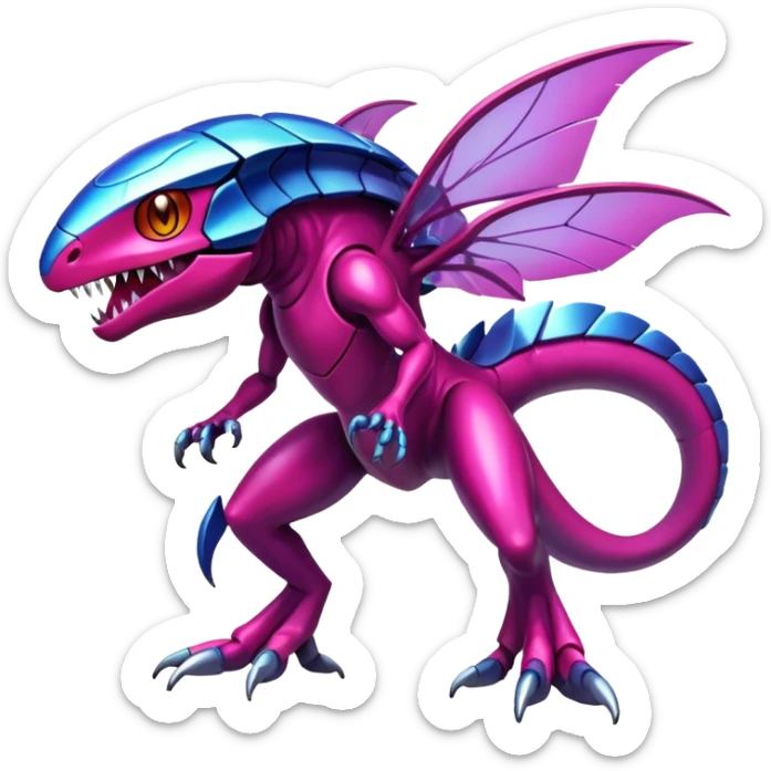 Shiny Exotic Colorful epic Gabite-Genesect-Koraidon-Fakémon-hybrid-creature (full body)  sticker