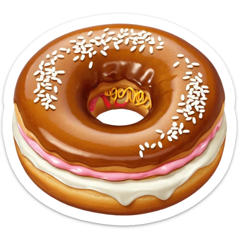 a slovenian traditional donut krof  - a bun with some white sprinkles on top, no hole sticker