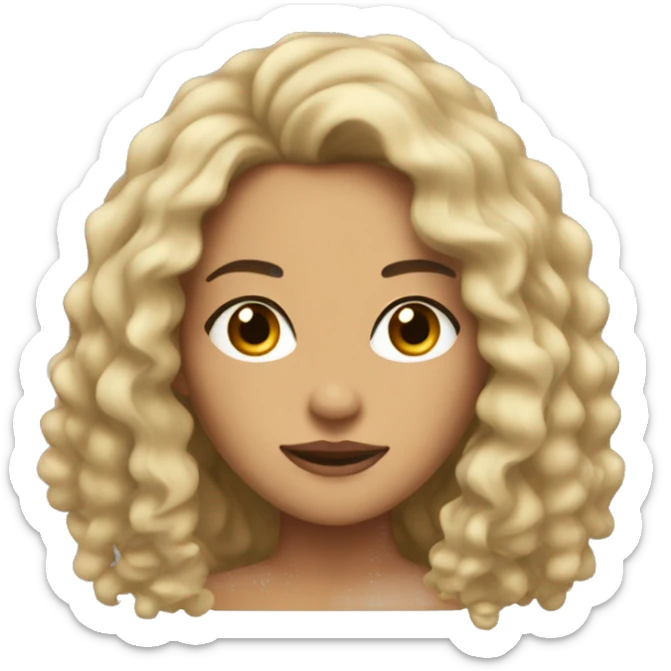 Head, Tan skin woman, very long thick curly black hair , dark eyes sticker