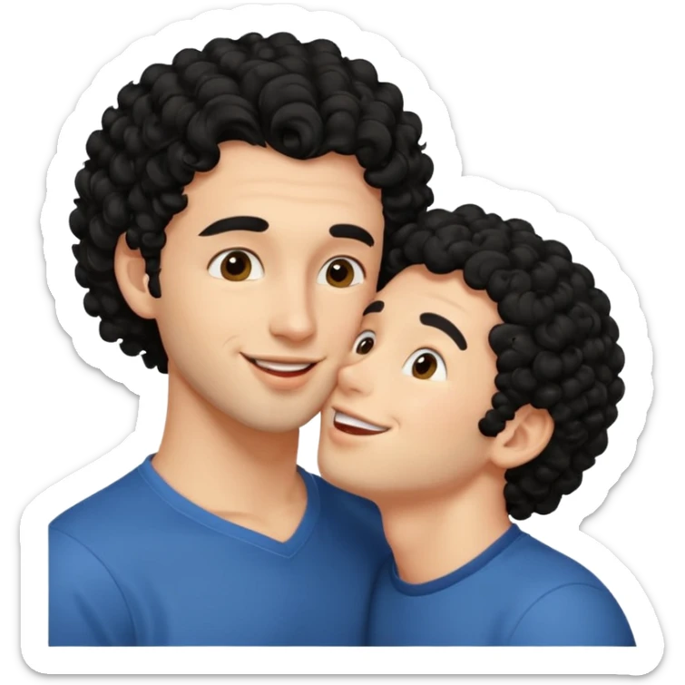 a handsome man with black curly hair tries to kiss sticker