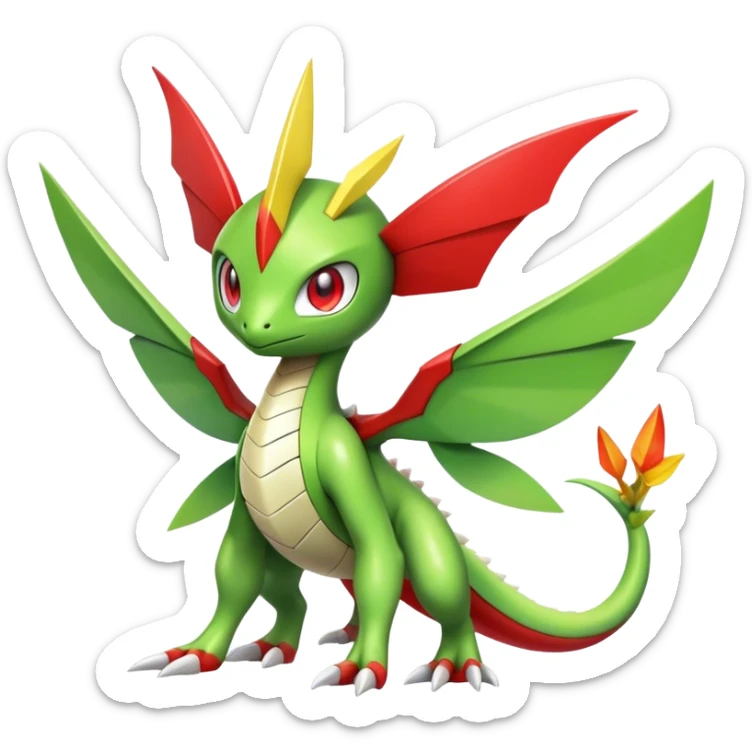 Cute Cool Edgy Shiny Futuristic Ethereal Legendary Kartana-Digimon-Flygon-hybrid full body sticker