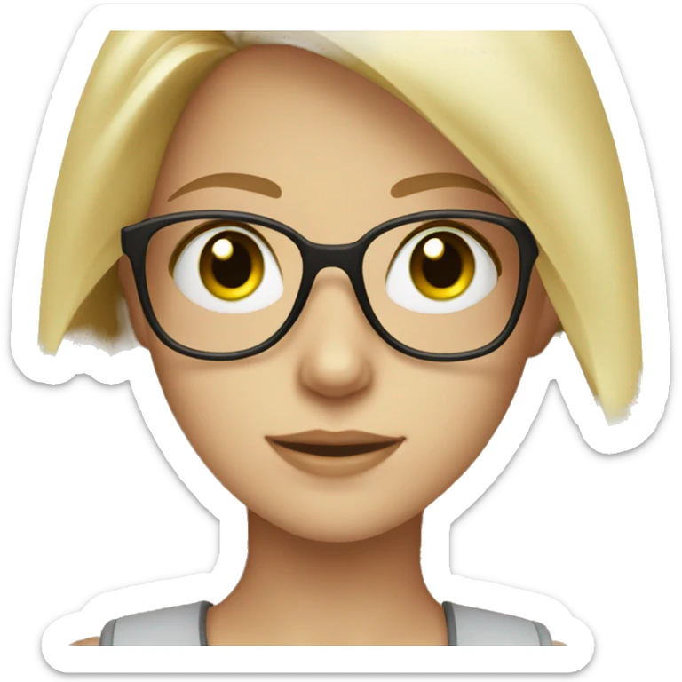 blonde girl with brown glasses green eyes and mascara  sticker